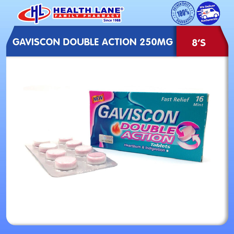 GAVISCON DOUBLE ACTION 250MG (8'S)